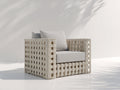 Fauteuil de jardin - Résine tressée-Métal-Tissu - 84 x 80 x 76 cm - Beige clair-Ivoire - Style contemporain