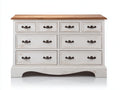 Commode - Bois-MDF - 136 x 45 x 87 cm - Blanc-Bois naturel - Style campagne vintage