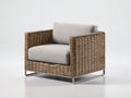 Fauteuil de jardin - Résine tressée-Métal-Tissu - 82 x 78 x 74 cm - Naturel-Beige-Anthracite - Style contemporain