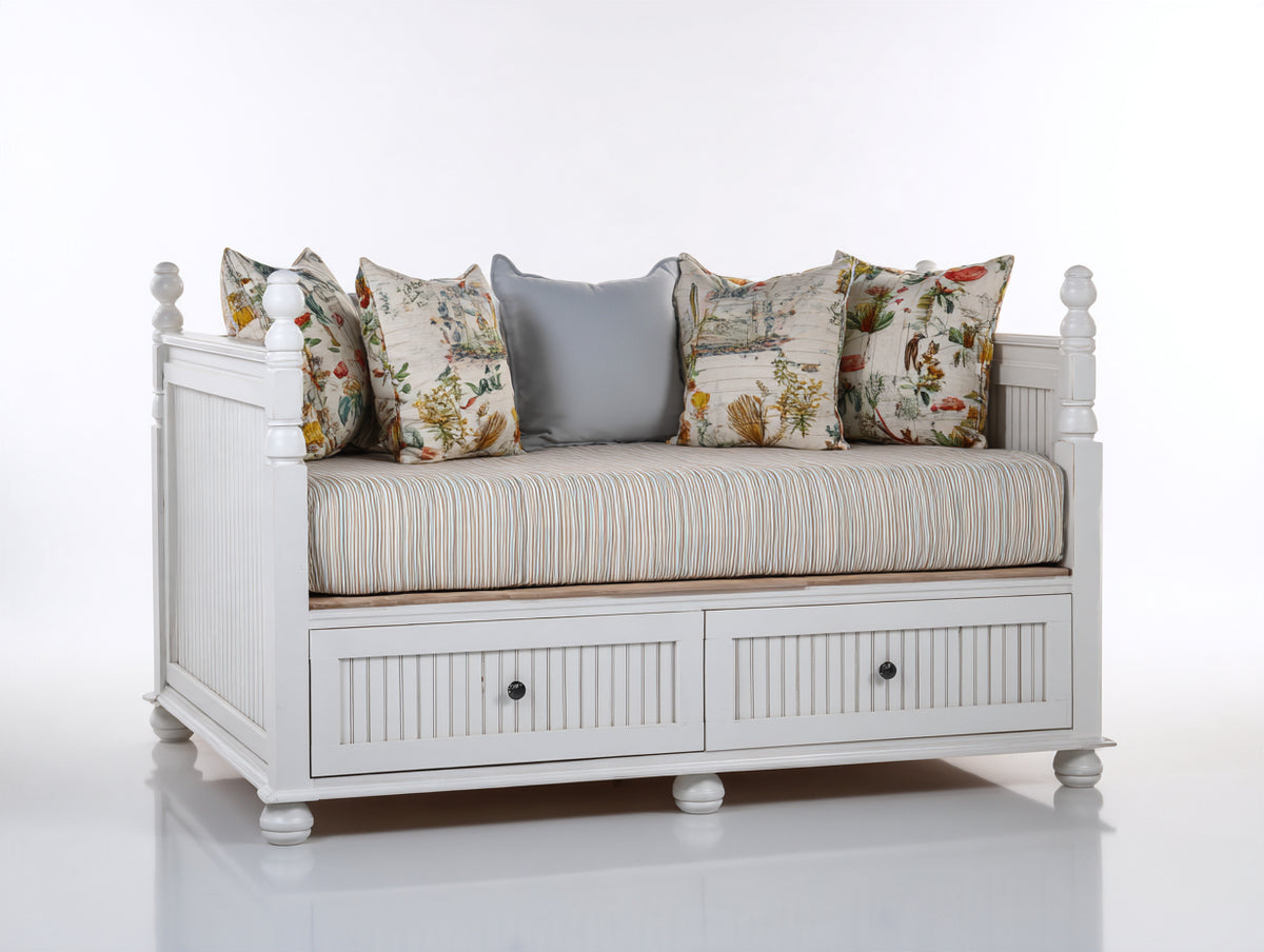 Canapé lit - Bois-MDF - 206 x 104 x 101 cm - Blanc - Style campagne classique