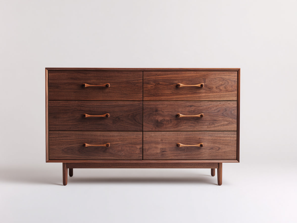 Commode - Bois - 128 x 44 x 80 cm - Noyer foncé - Style rétro moderne