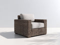 Fauteuil de jardin - Rotin-Bois-Tissu - 91 x 87 x 79 cm - Brun-Beige - Style rustique contemporain