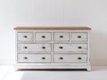 Commode - Bois-MDF - 138 x 46 x 86 cm - Blanc-Bois naturel - Style campagne vintage