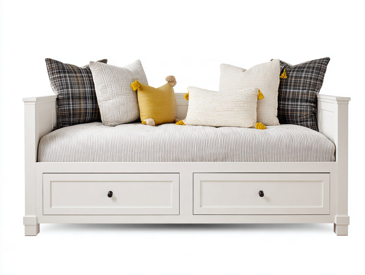 Canapé lit - Bois-MDF - 203 x 102 x 92 cm - Blanc - Style classique épuré