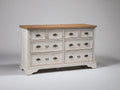 Commode - Bois - MDF - 134 x 45 x 86 cm - Blanc-Bois naturel - Style campagne rustique
