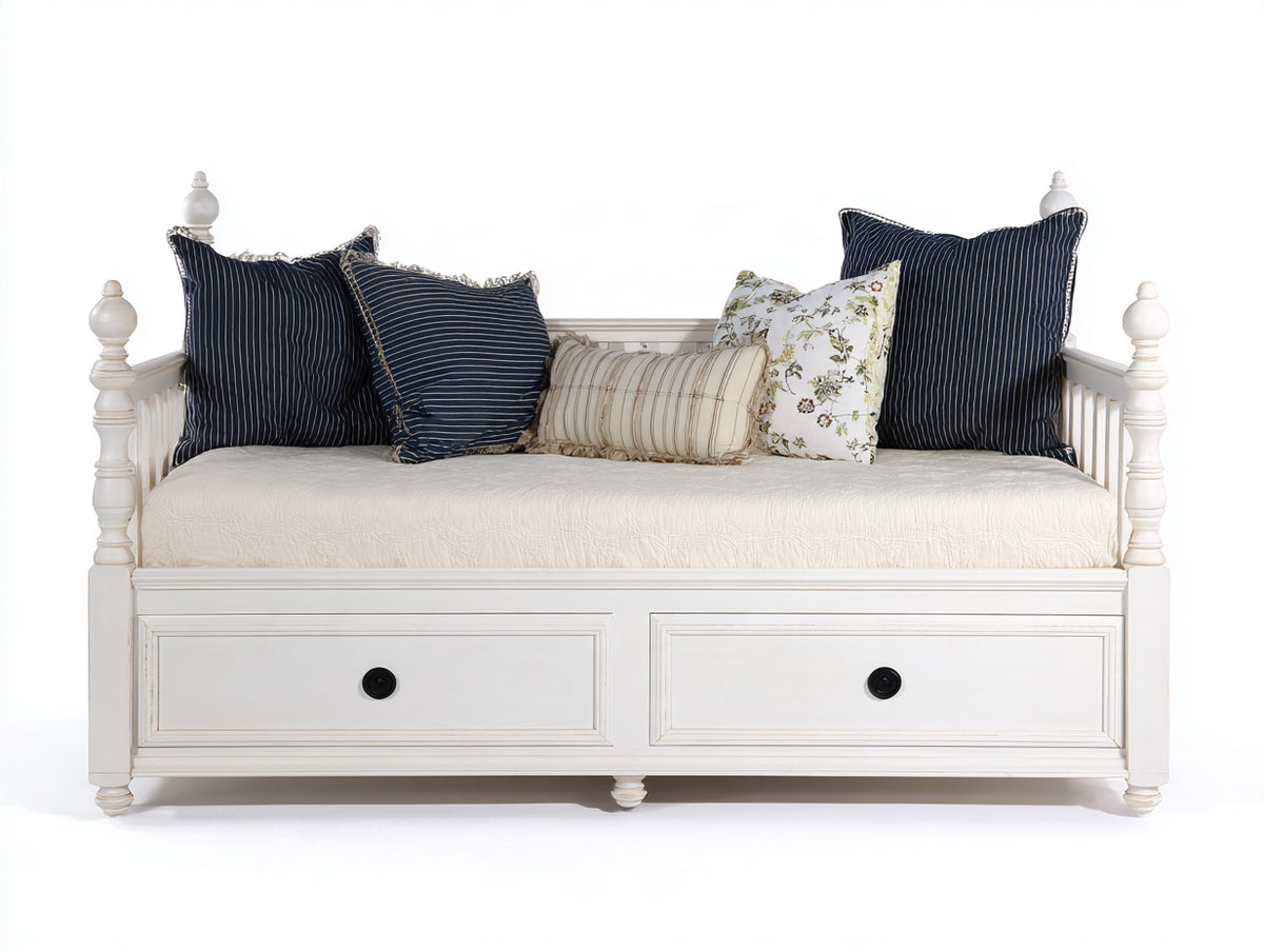Canapé lit - Bois-panneaux de bois - 206 x 104 x 106 cm - Blanc - Style classique