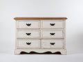Commode - Bois - MDF - 118 x 44 x 89 cm - Blanc-Bois naturel - Style campagne vintage