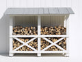 Abri à bûches - Bois massif - 180 x 70 x 175 cm - Blanc-Gris - Style campagne