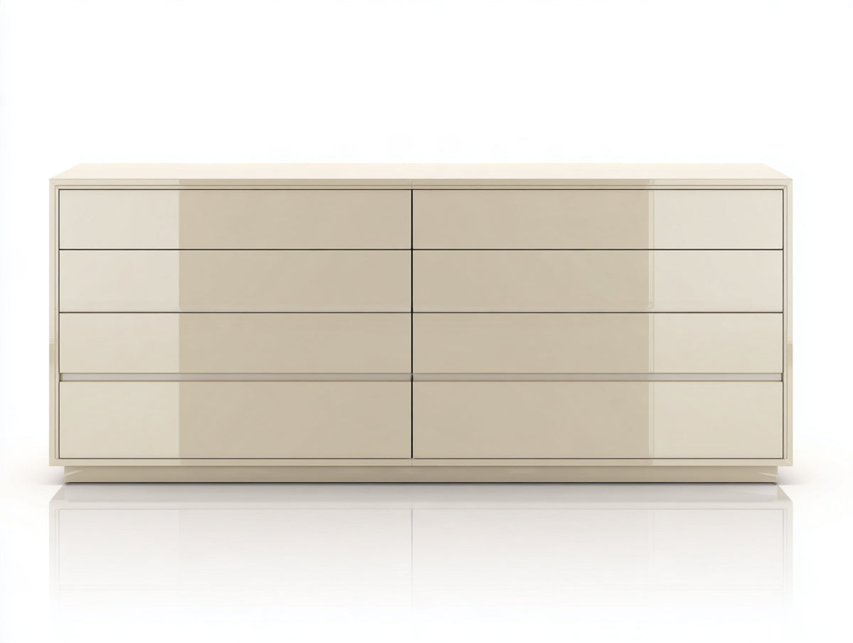 Commode - MDF - 160 x 45 x 80 cm - Beige crème - Style contemporain minimaliste