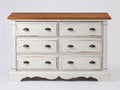 Commode - Bois - MDF - 120 x 45 x 90 cm - Blanc-Bois naturel - Style campagne vintage