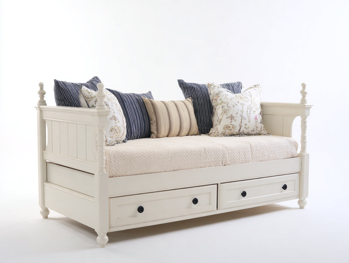 Canapé lit - Bois-panneaux de bois - 207 x 105 x 109 cm - Blanc - Style classique