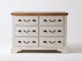 Commode - Bois - MDF - 122 x 45 x 88 cm - Blanc-Bois naturel - Style campagne vintage
